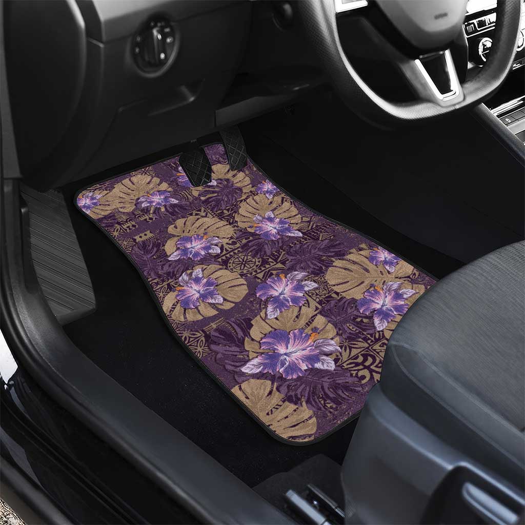 Hawaii Car Mats Purple Polynesian Monstera Patterns - Polynesian Pride