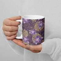 Hawaii Ceramic Mug Purple Polynesian Monstera Patterns - Polynesian Pride