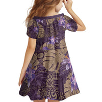 Hawaii Family Matching Puletasi and Hawaiian Shirt Purple Polynesian Monstera Patterns - Polynesian Pride