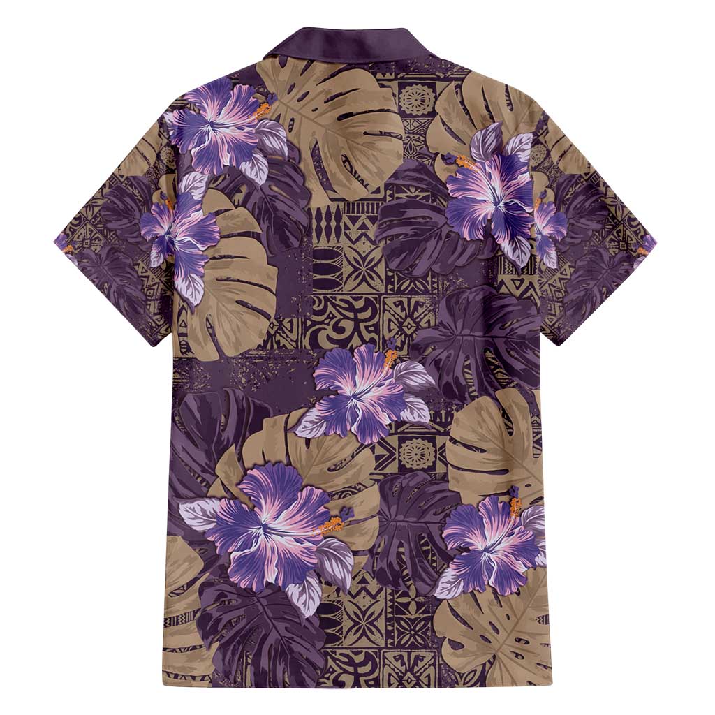 Hawaii Family Matching Summer Maxi Dress and Hawaiian Shirt Purple Polynesian Monstera Patterns - Polynesian Pride