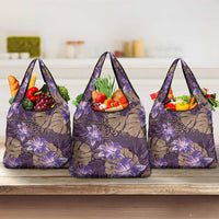 Hawaii Grocery Bag Purple Polynesian Monstera Patterns DT05 3-pack One Size Purple - Polynesian Pride