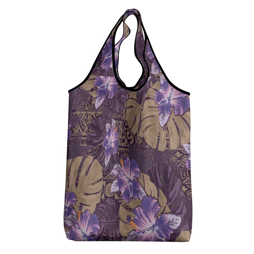 Hawaii Grocery Bag Purple Polynesian Monstera Patterns DT05 - Polynesian Pride