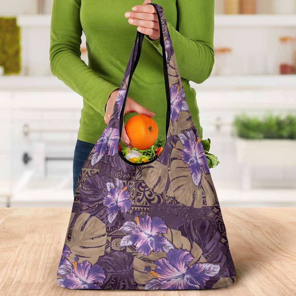 Hawaii Grocery Bag Purple Polynesian Monstera Patterns DT05 - Polynesian Pride