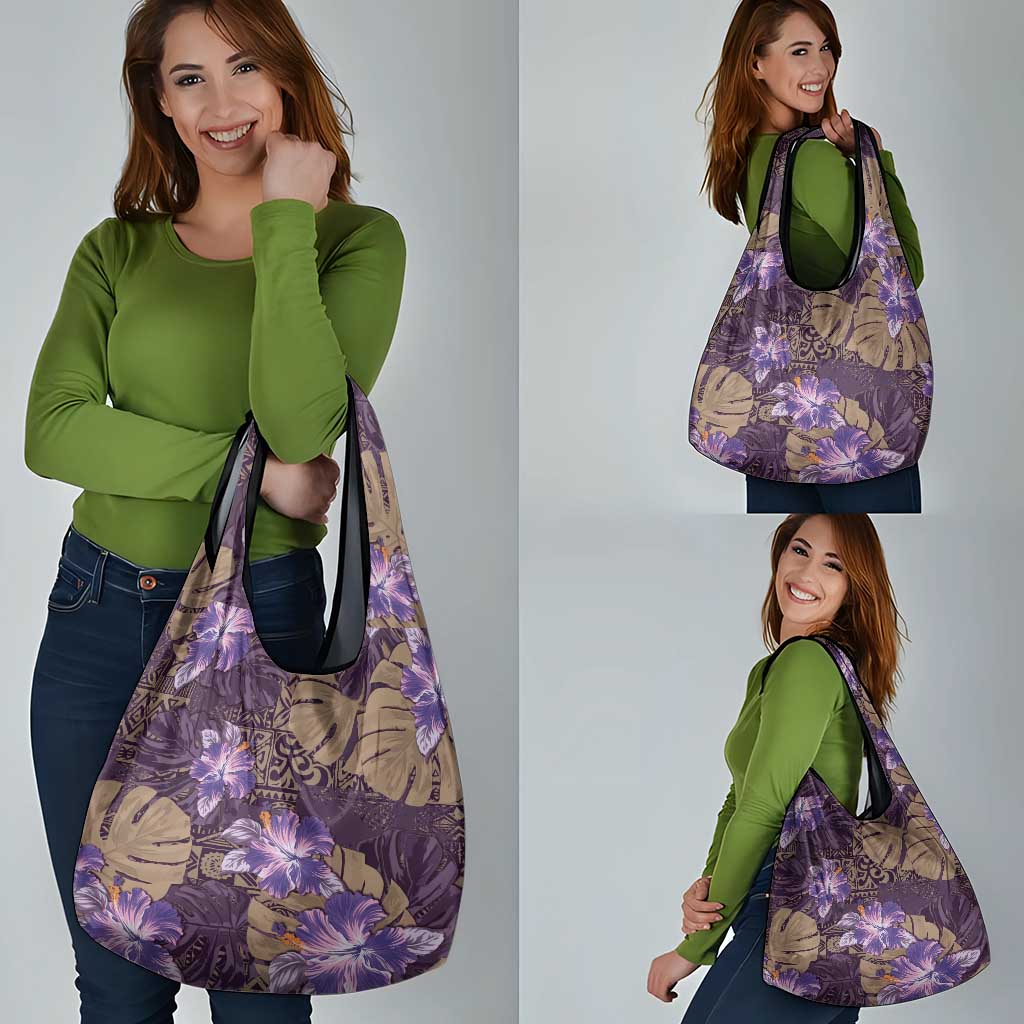 Hawaii Grocery Bag Purple Polynesian Monstera Patterns DT05 - Polynesian Pride
