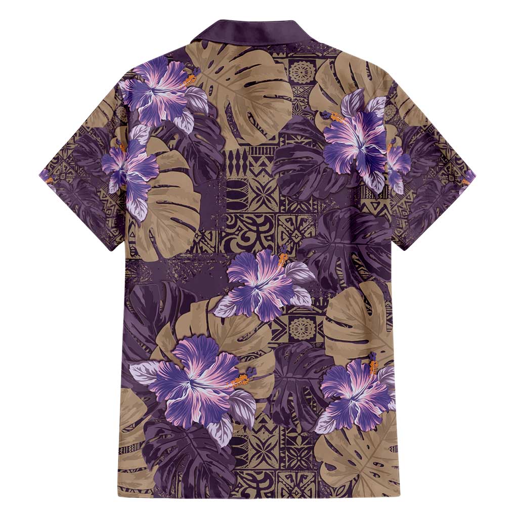 Hawaii Hawaiian Shirt Purple Polynesian Monstera Patterns - Polynesian Pride