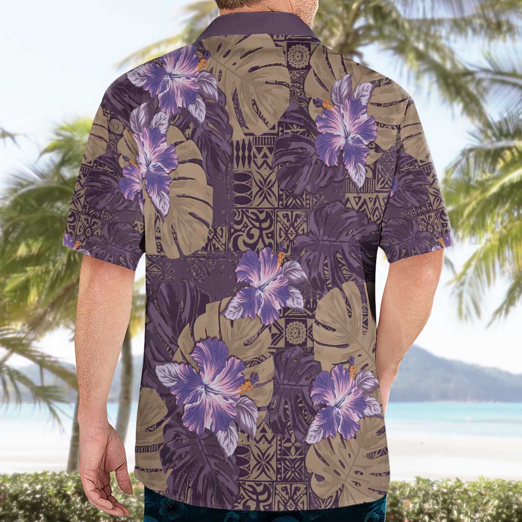 Hawaii Hawaiian Shirt Purple Polynesian Monstera Patterns - Polynesian Pride