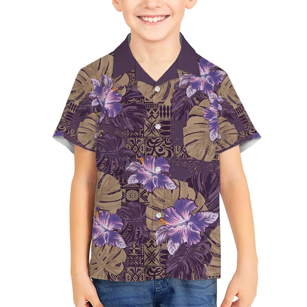 Hawaii Hawaiian Shirt Purple Polynesian Monstera Patterns - Polynesian Pride