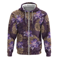 Hawaii Hoodie Purple Polynesian Monstera Patterns - Polynesian Pride