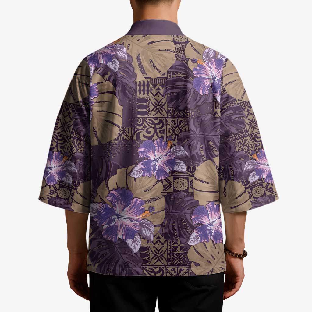 Hawaii Kimono Purple Polynesian Monstera Patterns - Polynesian Pride