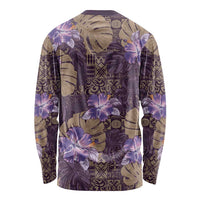 Hawaii Long Sleeve Shirt Purple Polynesian Monstera Patterns DT05 - Polynesian Pride