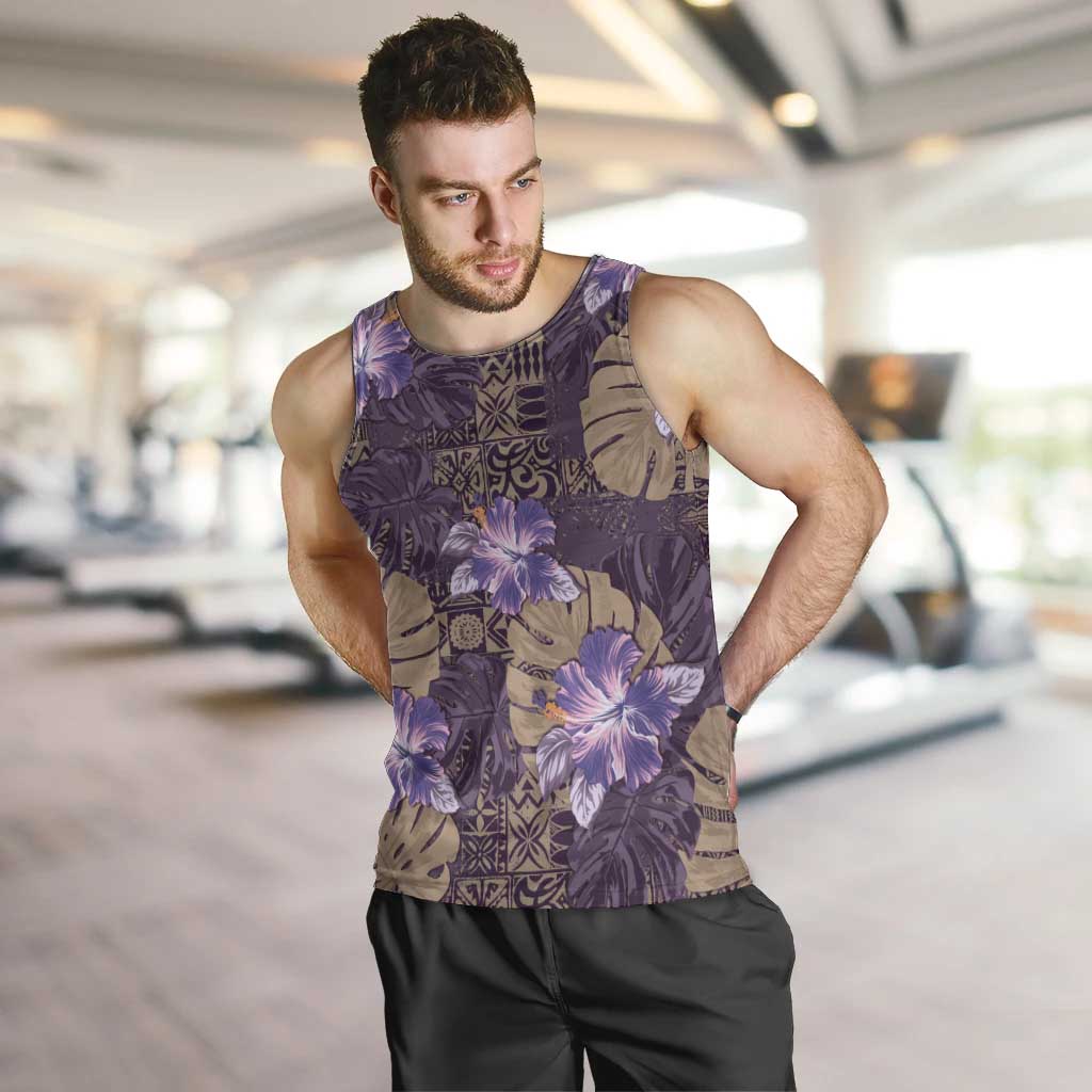 Hawaii Men Tank Top Purple Polynesian Monstera Patterns DT05 Purple - Polynesian Pride
