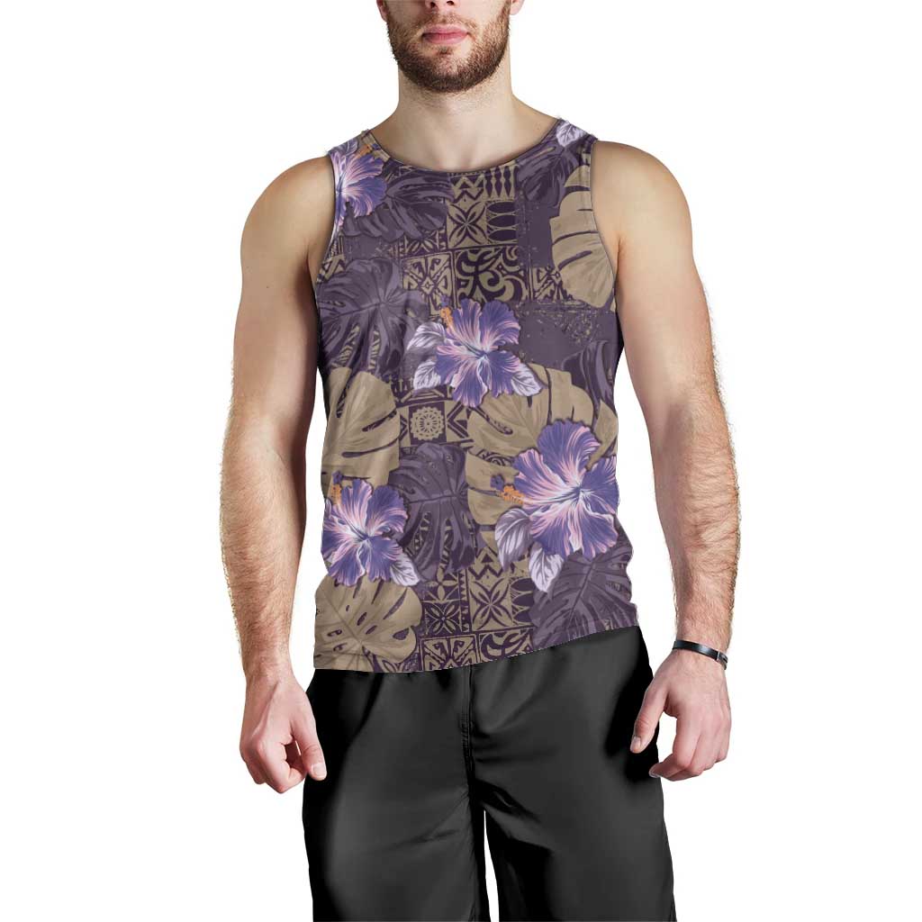 Hawaii Men Tank Top Purple Polynesian Monstera Patterns DT05 - Polynesian Pride