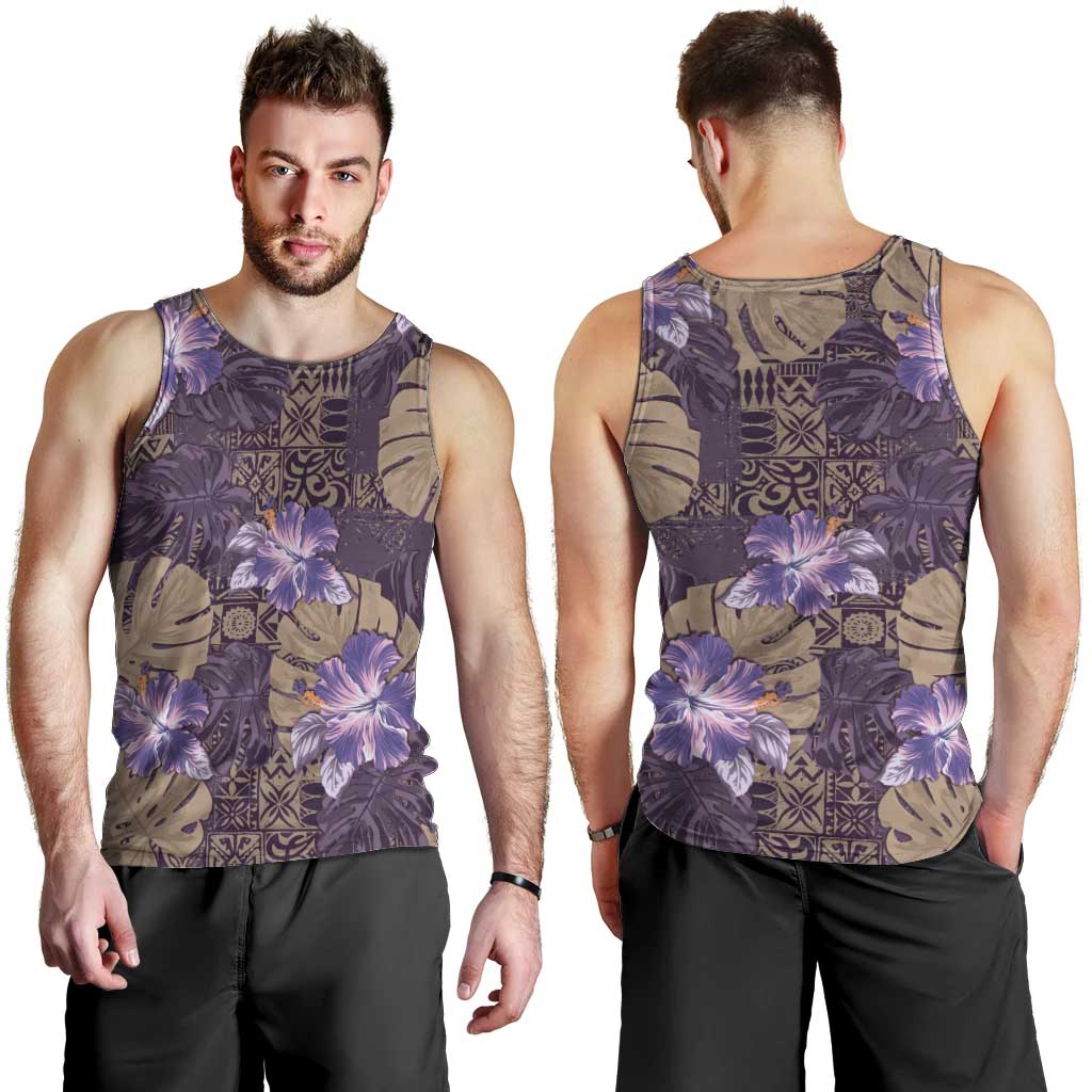 Hawaii Men Tank Top Purple Polynesian Monstera Patterns DT05 - Polynesian Pride