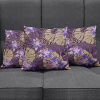 Hawaii Pillow Cover Purple Polynesian Monstera Patterns - Polynesian Pride
