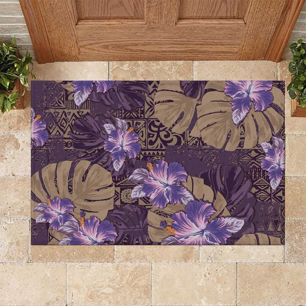 Hawaii Rubber Doormat Purple Polynesian Monstera Patterns DT05 Purple - Polynesian Pride