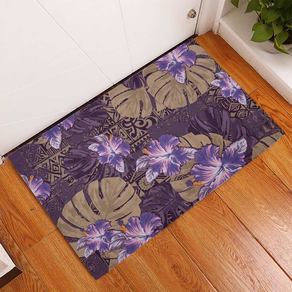 Hawaii Rubber Doormat Purple Polynesian Monstera Patterns DT05 - Polynesian Pride