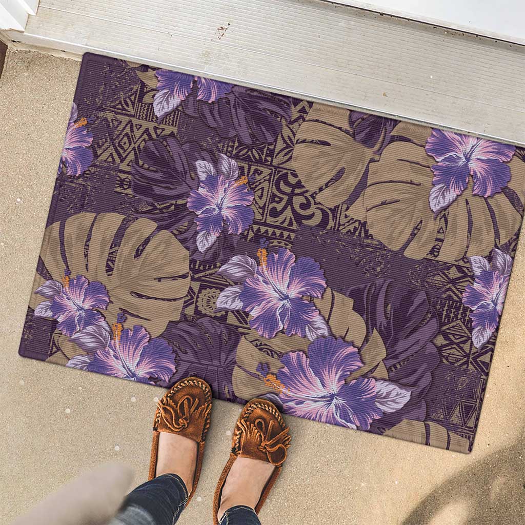 Hawaii Rubber Doormat Purple Polynesian Monstera Patterns DT05 - Polynesian Pride