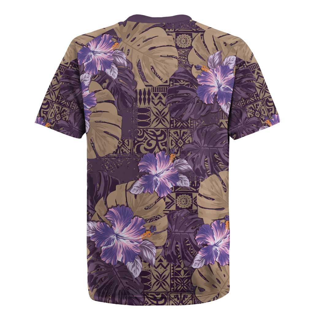 Hawaii Rugby Jersey Purple Polynesian Monstera Patterns DT05 - Polynesian Pride