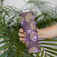 Hawaii Skinny Tumbler Purple Polynesian Monstera Patterns - Polynesian Pride