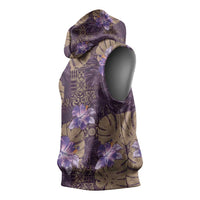 Hawaii Sleeveless Hoodie Purple Polynesian Monstera Patterns DT05 - Polynesian Pride