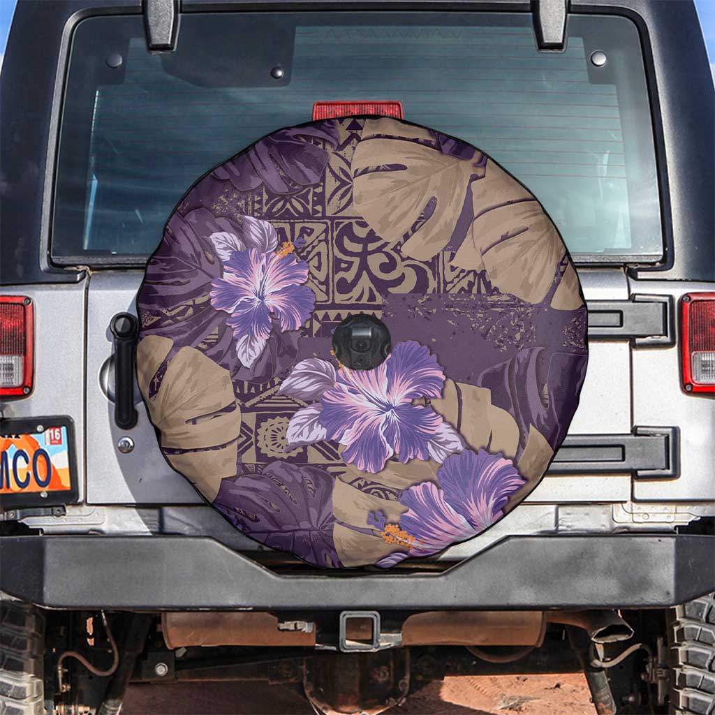 Hawaii Spare Tire Cover Purple Polynesian Monstera Patterns - Polynesian Pride
