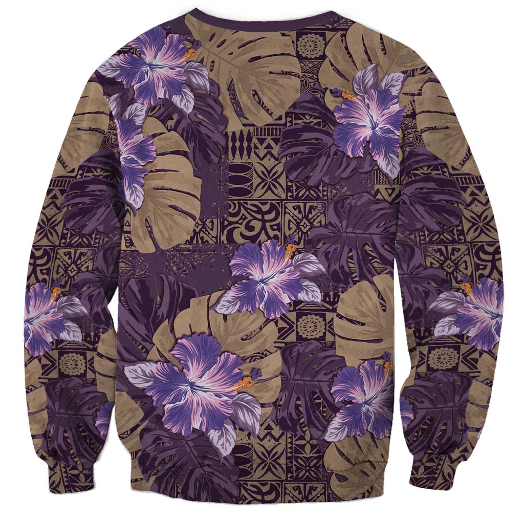 Hawaii Sweatshirt Purple Polynesian Monstera Patterns DT05 - Polynesian Pride