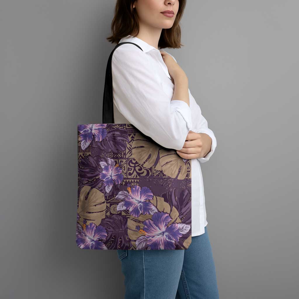Hawaii Tote Bag Purple Polynesian Monstera Patterns DT05 - Polynesian Pride