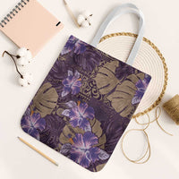 Hawaii Tote Bag Purple Polynesian Monstera Patterns DT05 White Strap One Size Purple - Polynesian Pride