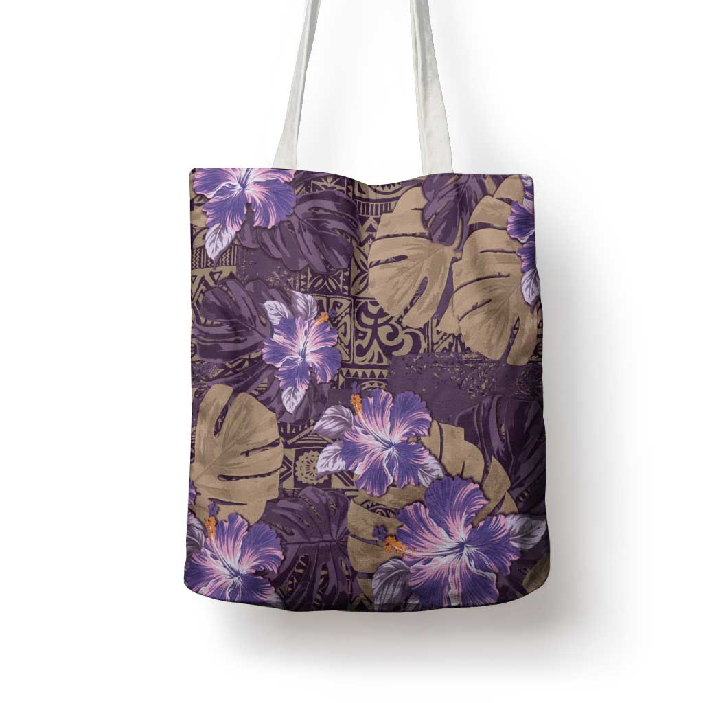 Hawaii Tote Bag Purple Polynesian Monstera Patterns DT05 - Polynesian Pride