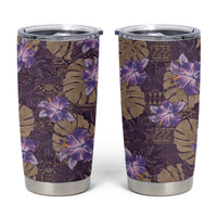 Hawaii Tumbler Cup Purple Polynesian Monstera Patterns - Polynesian Pride