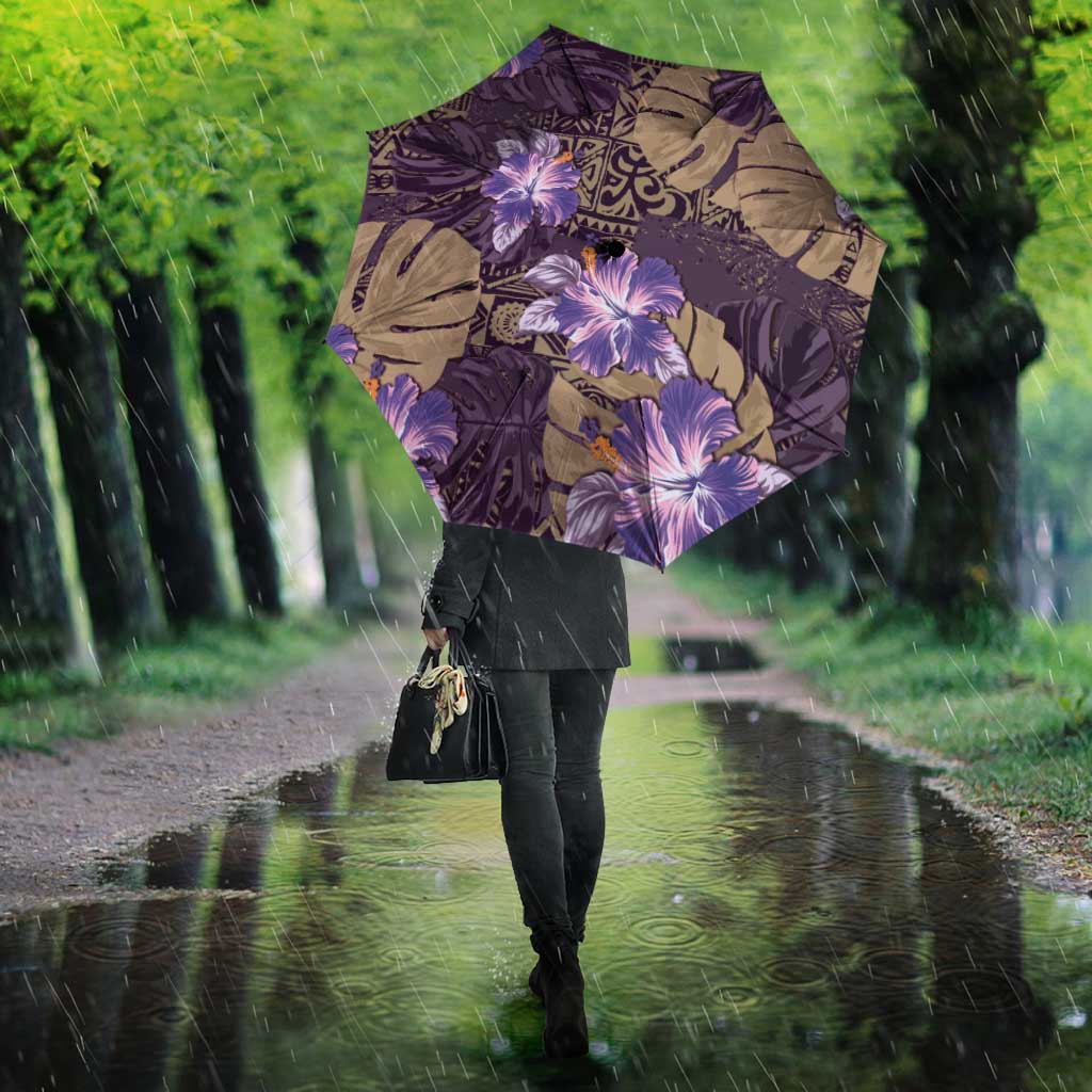 Hawaii Umbrella Purple Polynesian Monstera Patterns - Polynesian Pride