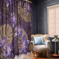 Hawaii Window Curtain Purple Polynesian Monstera Patterns - Polynesian Pride