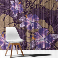 Hawaii Window Curtain Purple Polynesian Monstera Patterns - Polynesian Pride