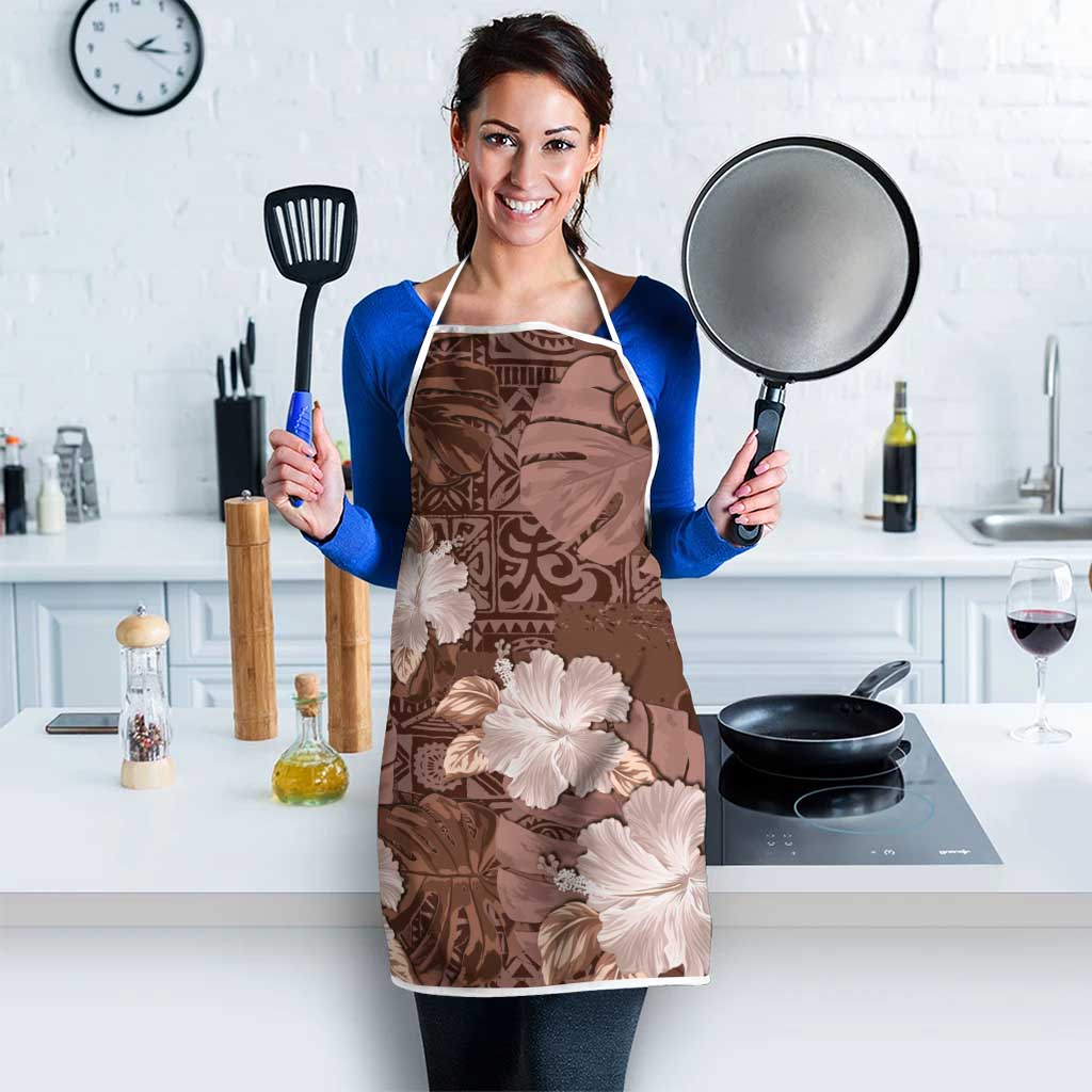 Hawaii Apron Brown Polynesian Monstera Patterns - Polynesian Pride