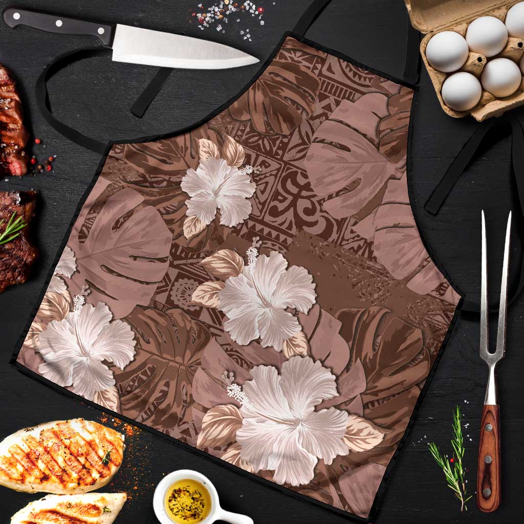 Hawaii Apron Brown Polynesian Monstera Patterns - Polynesian Pride