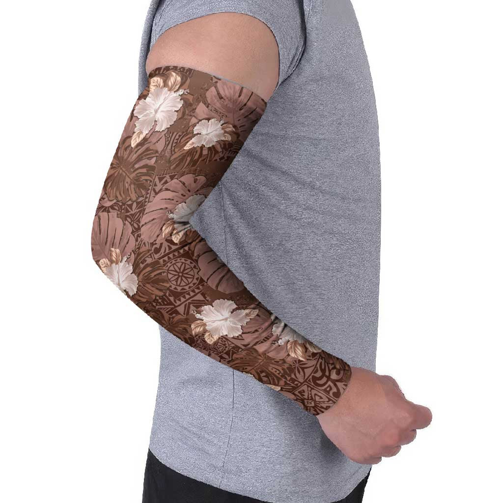 Hawaii Arm Sleeves Brown Polynesian Monstera Patterns DT05 - Polynesian Pride