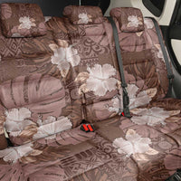 Hawaii Back Car Seat Cover Brown Polynesian Monstera Patterns - Polynesian Pride
