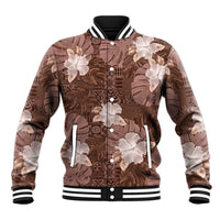 Hawaii Baseball Jacket Brown Polynesian Monstera Patterns DT05 Unisex Brown - Polynesian Pride