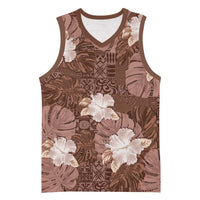 Hawaii Basketball Jersey Brown Polynesian Monstera Patterns DT05 Unisex Brown - Polynesian Pride