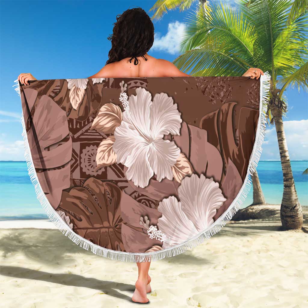 Hawaii Beach Blanket Brown Polynesian Monstera Patterns DT05 - Polynesian Pride