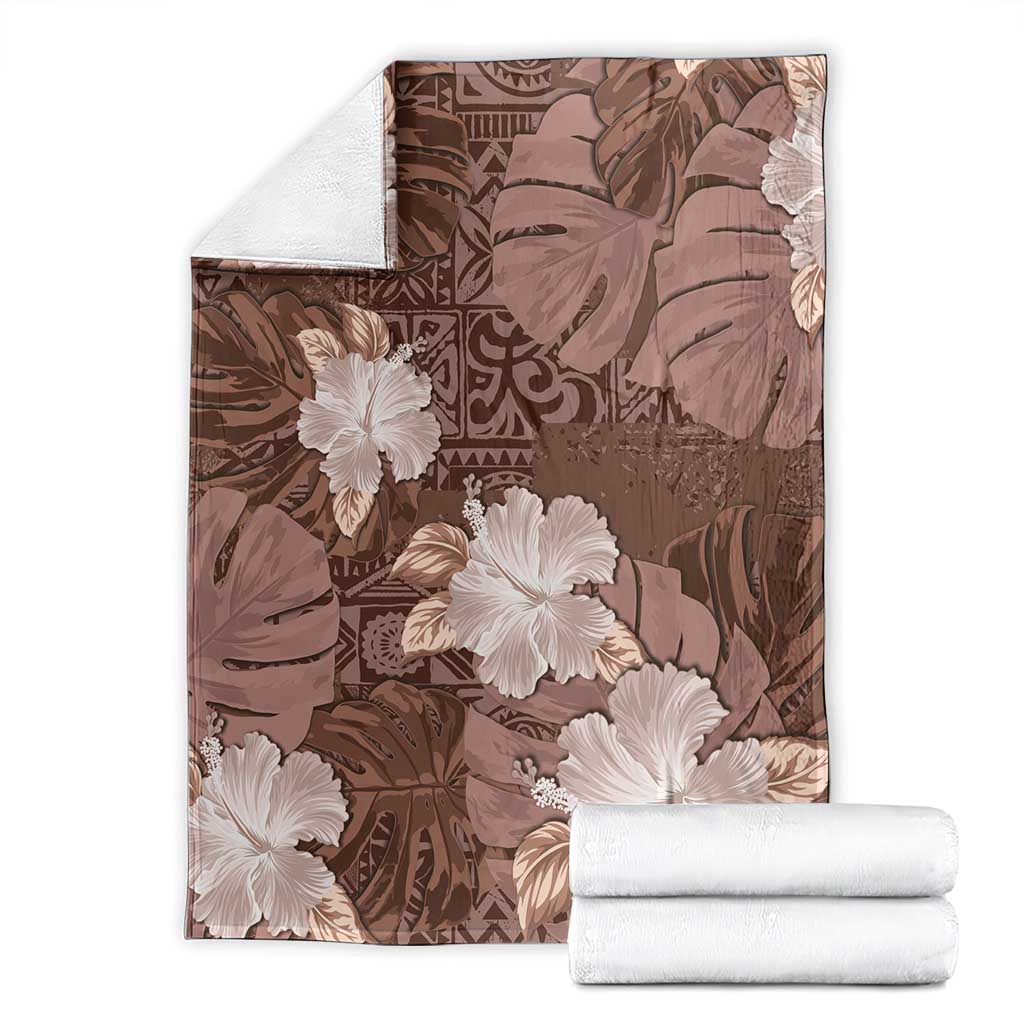 Hawaii Blanket Brown Polynesian Monstera Patterns - Polynesian Pride