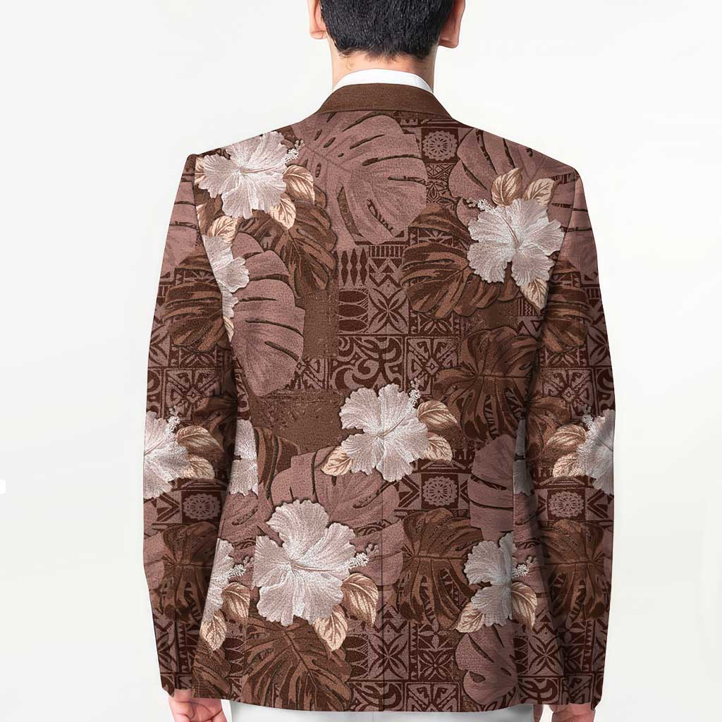 Hawaii Blazer Brown Polynesian Monstera Patterns - Polynesian Pride