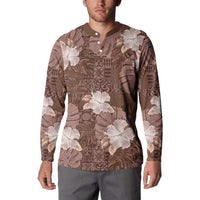 Hawaii Button Sweatshirt Brown Polynesian Monstera Patterns DT05 - Polynesian Pride