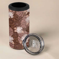 Hawaii 4 in 1 Can Cooler Tumbler Brown Polynesian Monstera Patterns - Polynesian Pride