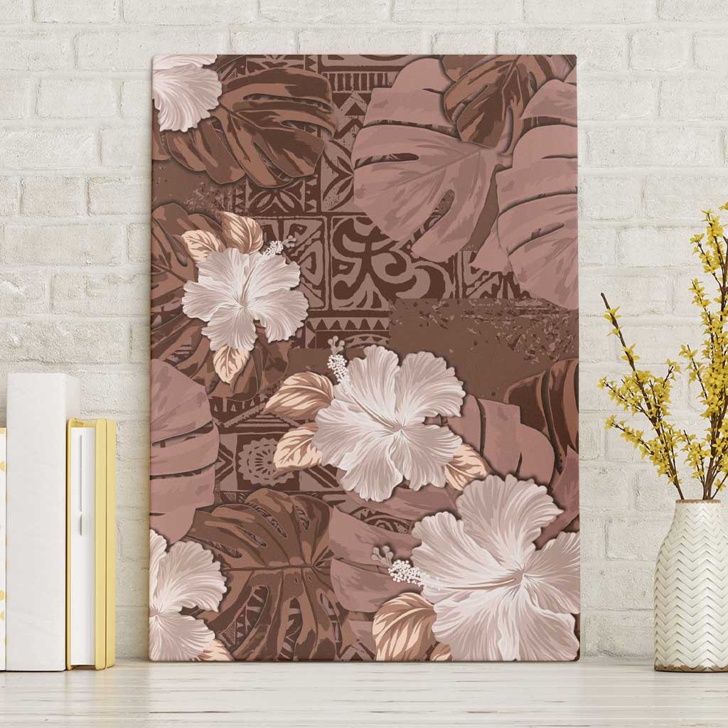 Hawaii Canvas Wall Art Brown Polynesian Monstera Patterns DT05 Without Frame Brown - Polynesian Pride