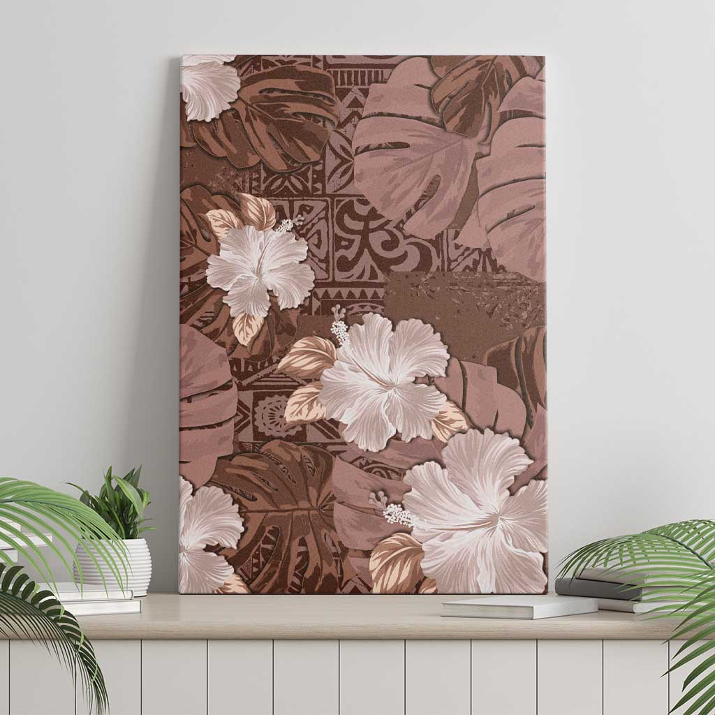 Hawaii Canvas Wall Art Brown Polynesian Monstera Patterns DT05 - Polynesian Pride