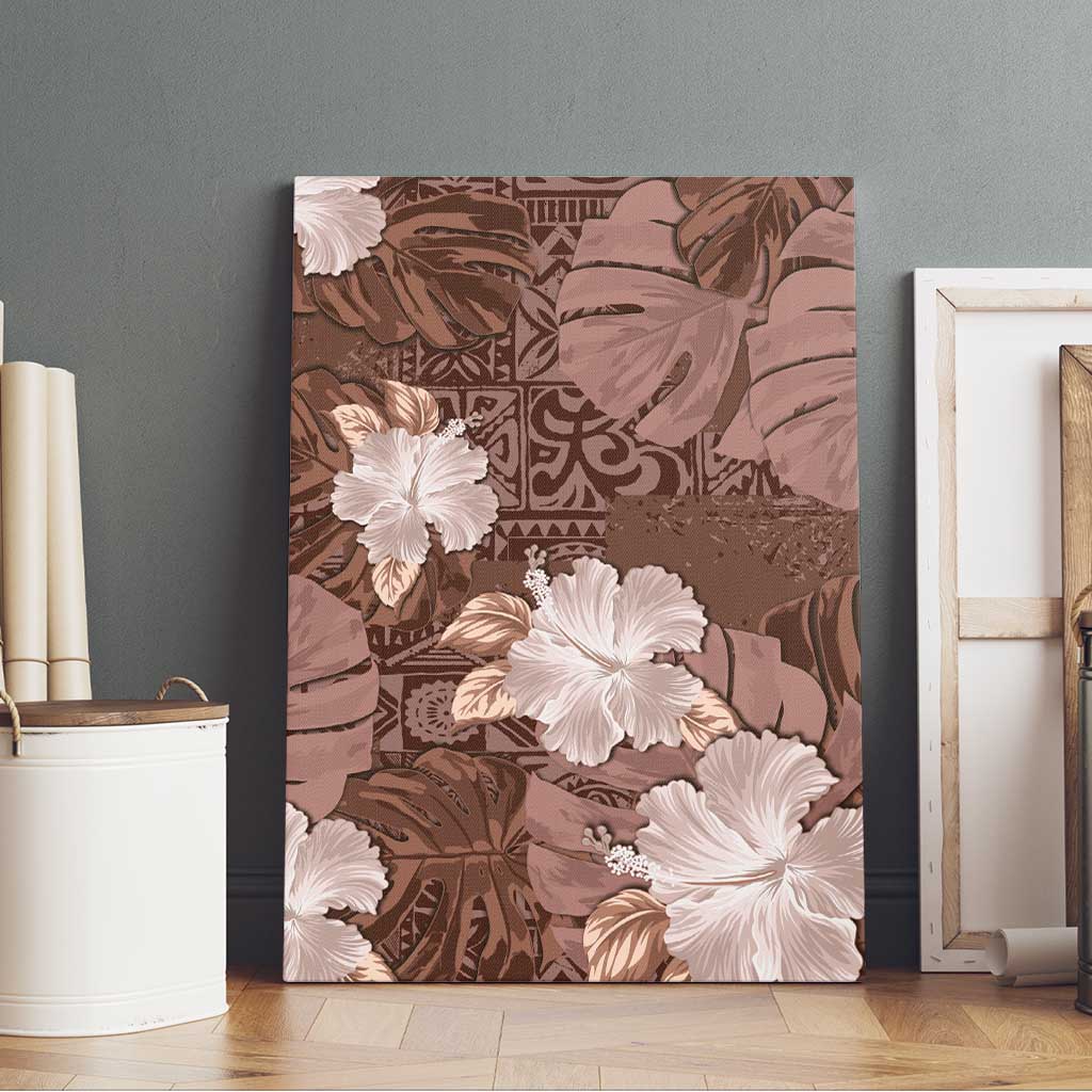 Hawaii Canvas Wall Art Brown Polynesian Monstera Patterns DT05 - Polynesian Pride