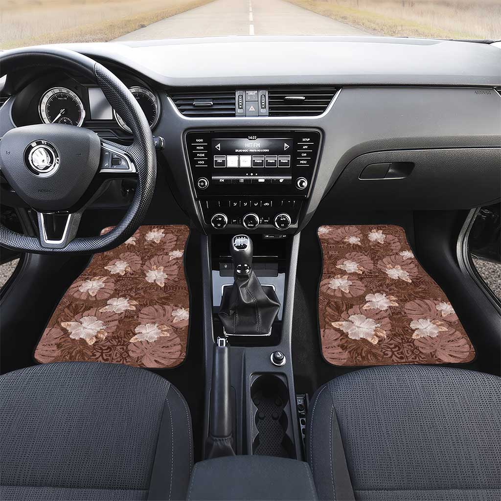 Hawaii Car Mats Brown Polynesian Monstera Patterns - Polynesian Pride