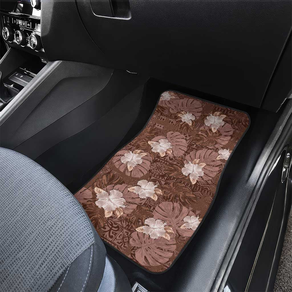 Hawaii Car Mats Brown Polynesian Monstera Patterns - Polynesian Pride