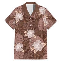 Hawaii Family Matching Mermaid Dress and Hawaiian Shirt Brown Polynesian Monstera Patterns - Polynesian Pride